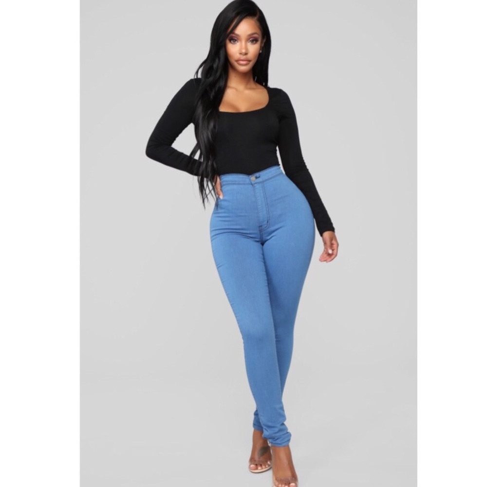 Fashion Nova Super High Waist Denim Skinnies